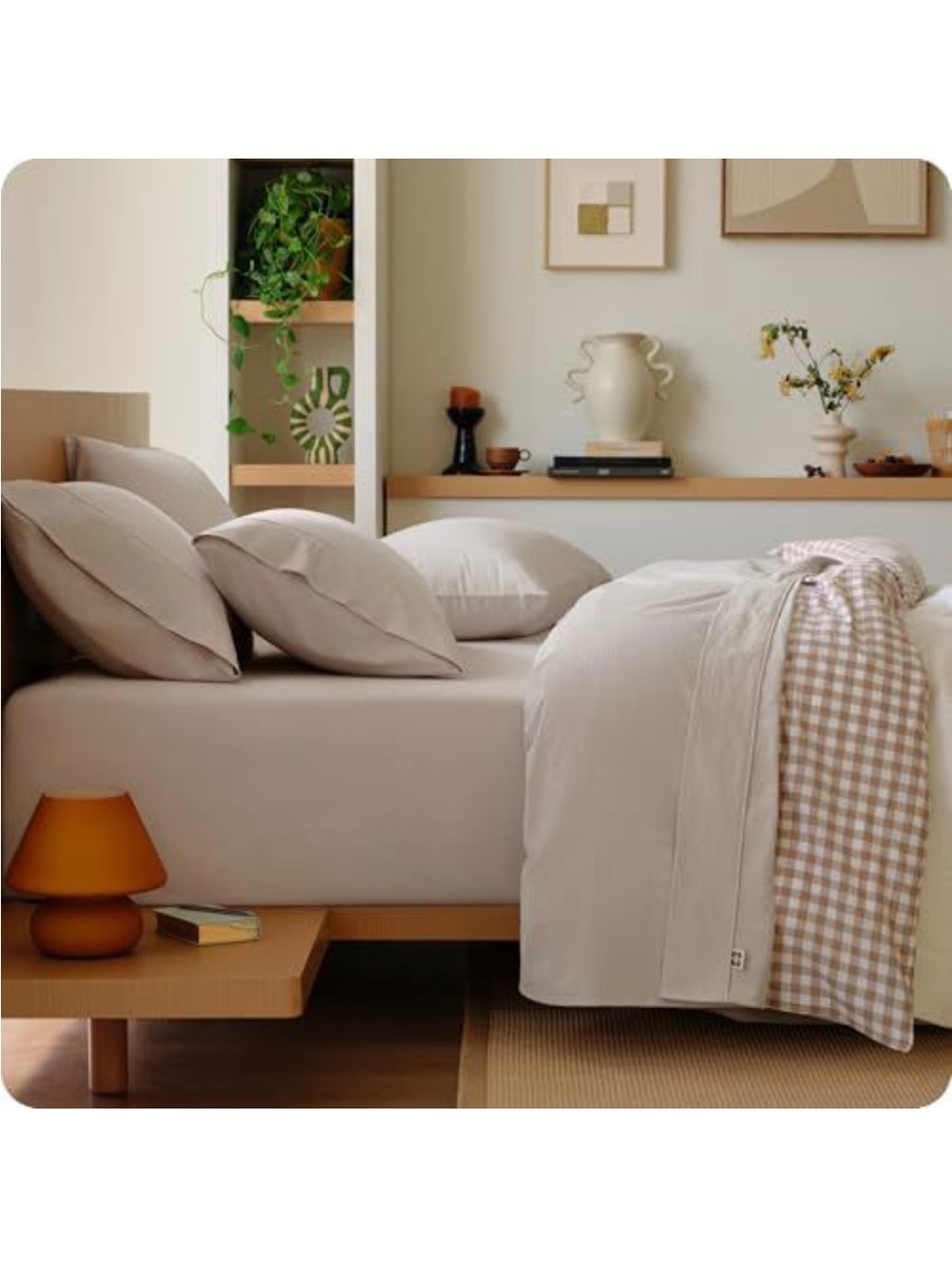 NEW Bedsure 100% Washed Cotton Percale Sheets - Linen Like Texture 6-Pc Set
